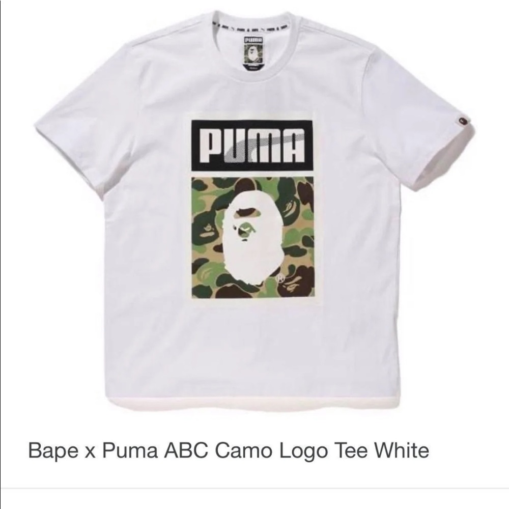 Bape X Puma ABC Camo Logo Tee White L